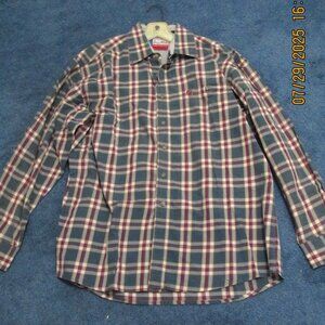George Strait Wrangler Brown and Blue Plaid Long Sleeve Large Shirt